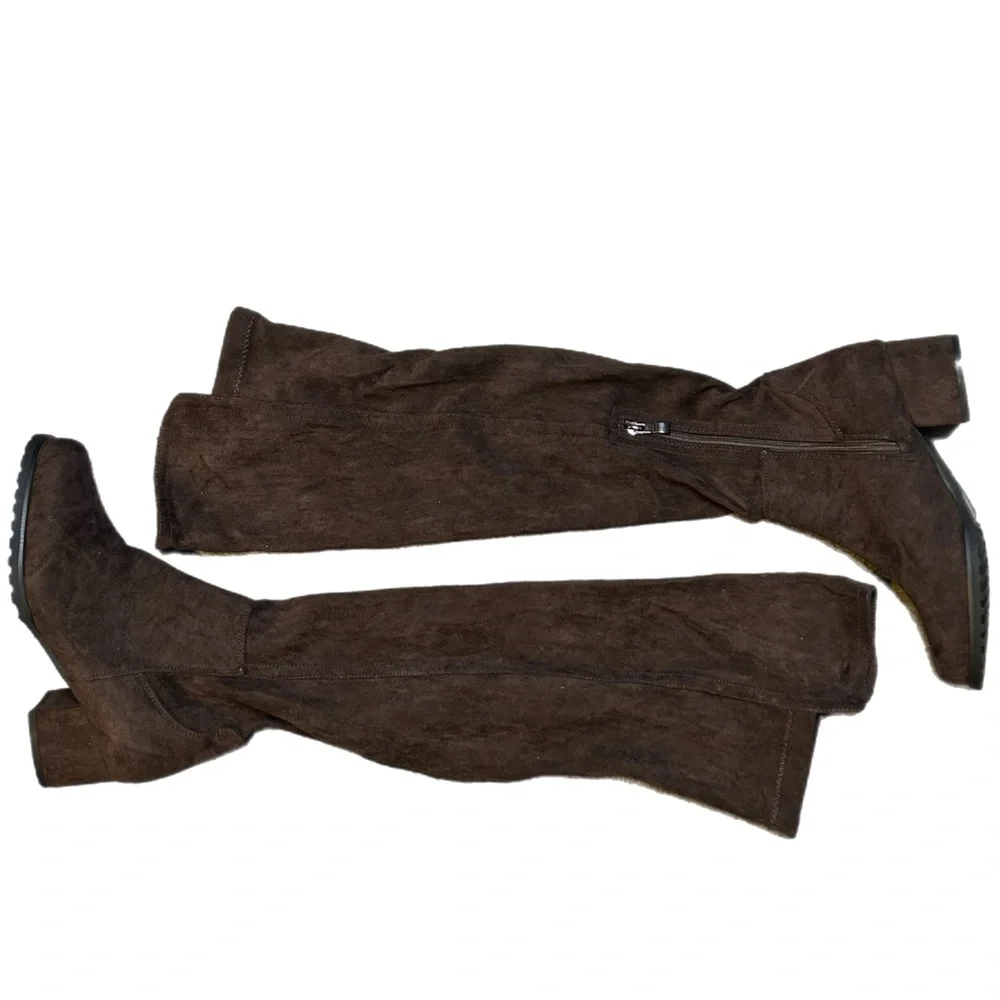 ShoeNTale Brown Suede Knee-High Boots